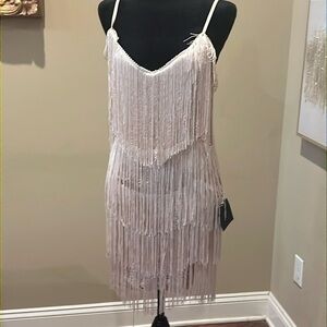 NWT Lulu’s fringe dress (champagne blush)